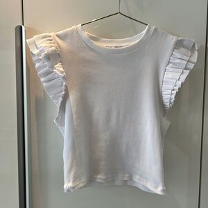 Zara White Ruffle Sleeve Top Medium